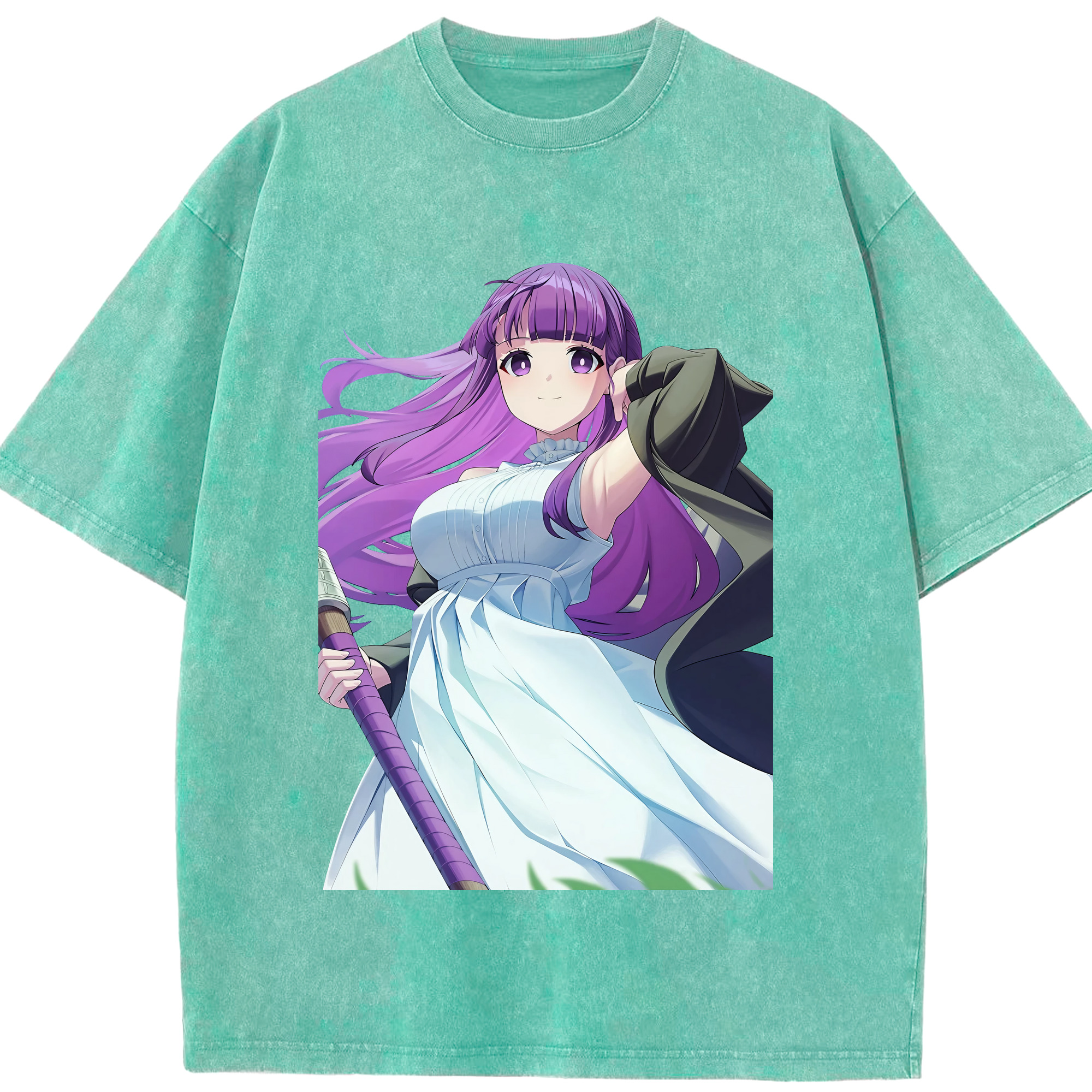 （画像用） 葬送のフリーレン Frieren 綿100% ヴィンテージ風 半袖Tシャツ（フロントプリント）